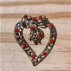 24Vintage Heart Wreath Costume Brooch | Vintage Heart Jewelry | Anniversary Gift